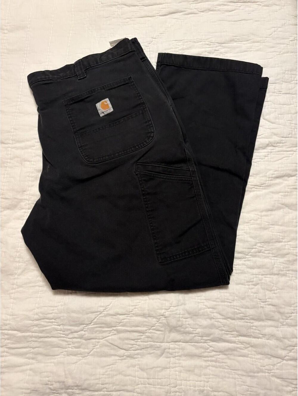 Carhartt Men's Relaxed Fit Black Work Pants 42x30 Cotton/Spandex Y2K